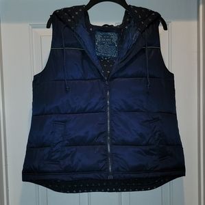 Navy Old Navy Zip-Up Puffer Vest w/ Hood